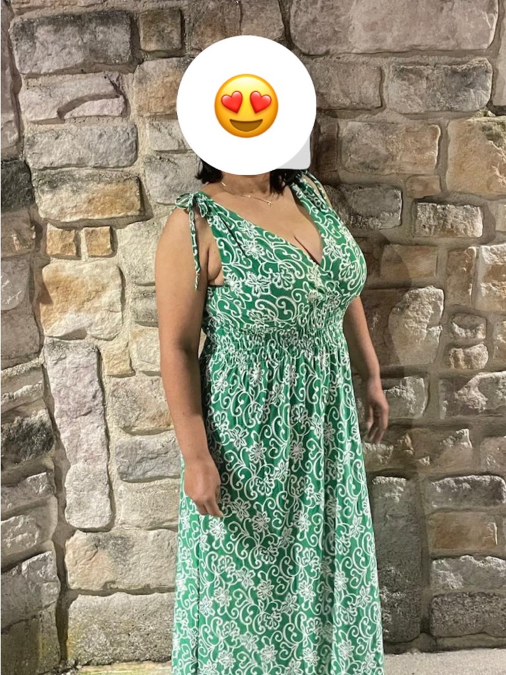 Green Floral Print Tie-Shoulder Maxi Dress
